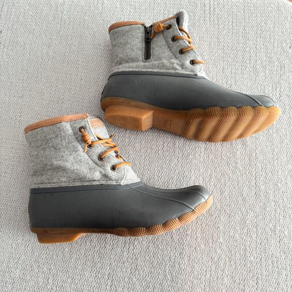 Sperry Grey Wool Quilted Saltwater Duck Boots Size 8.5 Snow Boots Outdoor - Picture 3 of 12